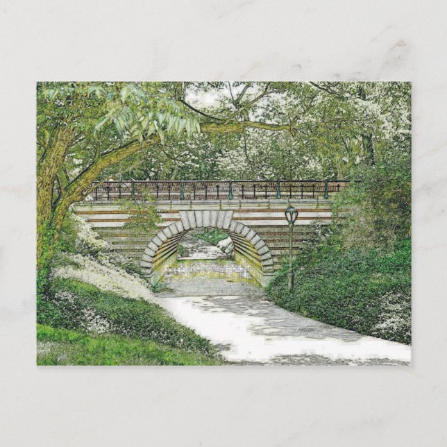 Central Park Bridge and Path Postkarte (Vorderseite)