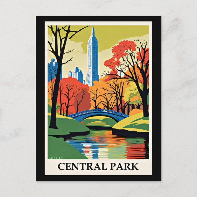 Central Park farbige Abbildung Postkarte (Vorderseite)
