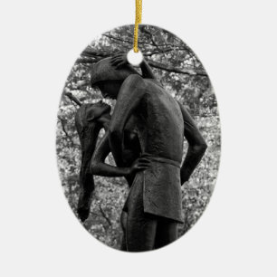 Central Park Herbst: Romeo & Julia Statue 01 B&W Keramikornament