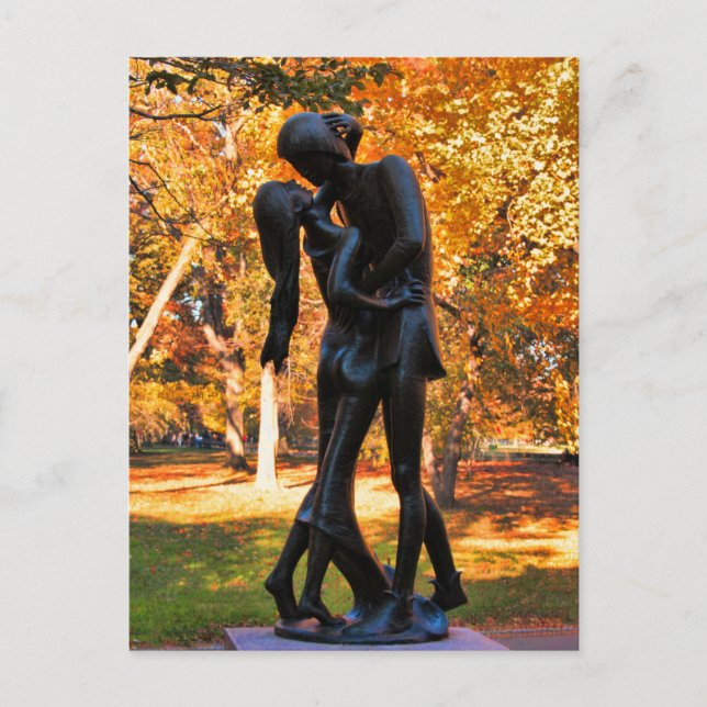 Central Park Herbst: Romeo & Julia Statue 02 Postkarte (Vorderseite)