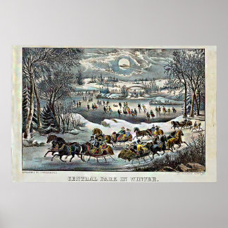 Central Park in Winter Currier & Ives Poster