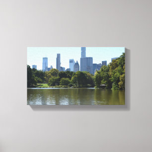 Central Park Lake New York City NYC Skyline Foto Leinwanddruck