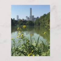 Central Park Lake NYC Skycraper Foto Postkarte