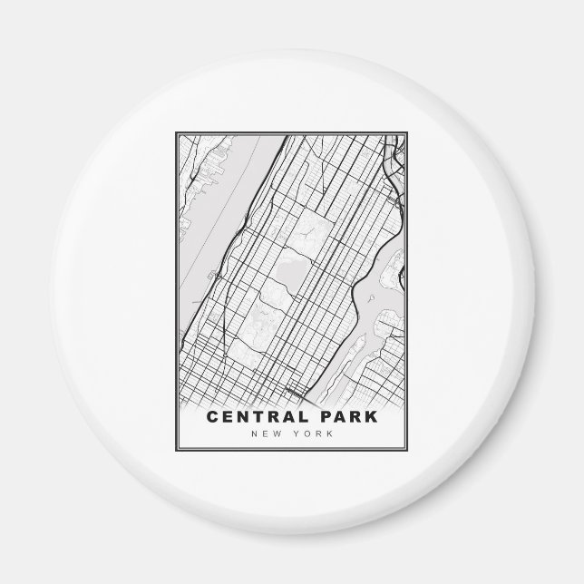 Central Park Manhattan Karte Magnet (Vorne)