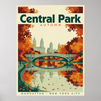 Central Park Manhattan New York City Herbstbrücke Poster