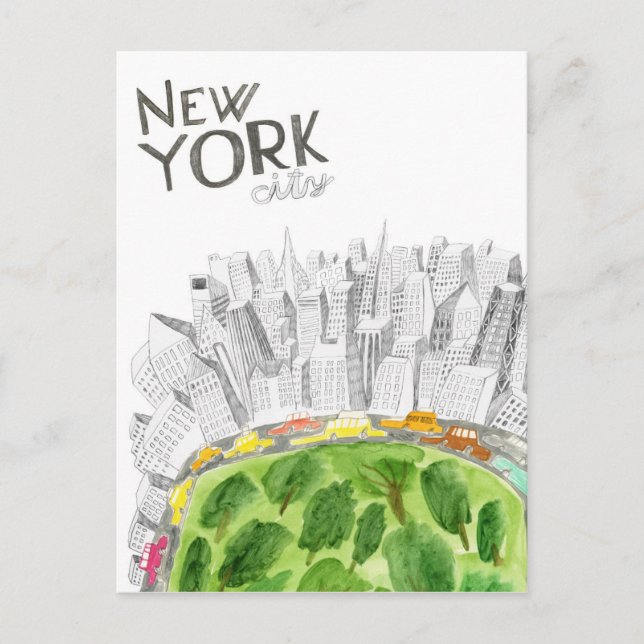 Central Park & New York City Collage Postkarte (Vorderseite)