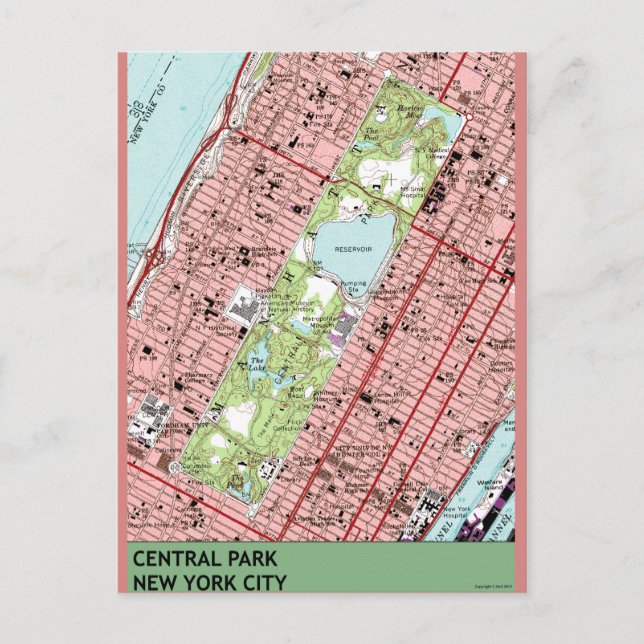 Central Park New York City Vintage Karte (Vorderseite)