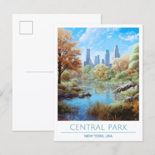 Central Park New York USA Vintage Reise Postkarte