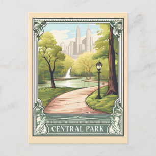 Central Park NYC Vintage Reise Kunst Postkarte