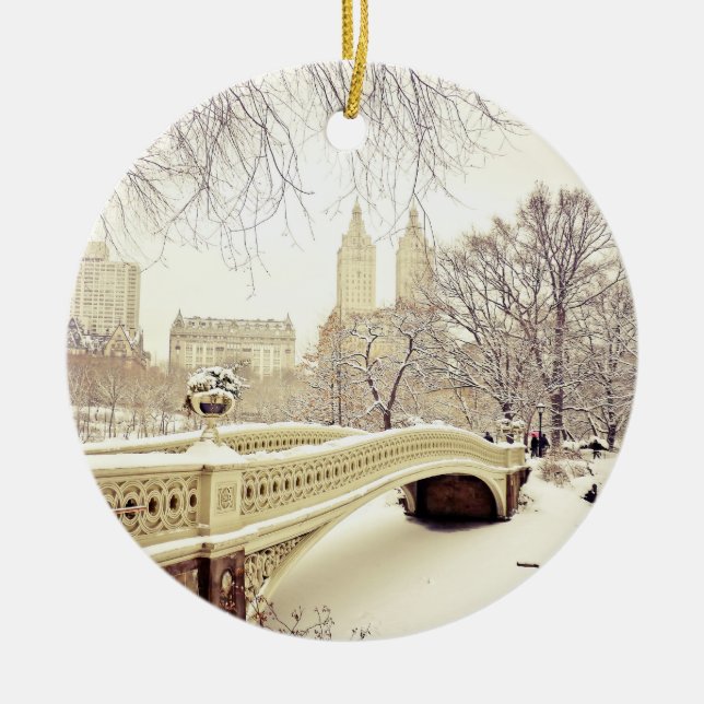 Central Park-Schnee - Winter New York Keramik Ornament (Vorne)