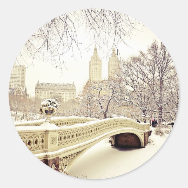 Central Park Snow - Winter New York Runder Aufkleber (Vorderseite)