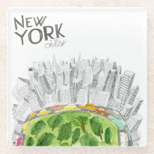 Central Park u. New- York Citycollage Glasuntersetzer