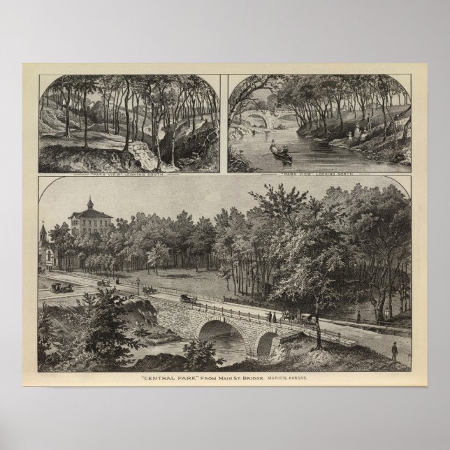 Central Park von Main St Bridge, Marion, Kansas Poster (Vorne)
