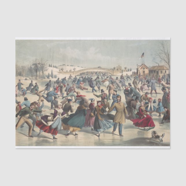 Central Park, Winter. Der Skaten-Teich New York Seidenpapier (Vorderseite)