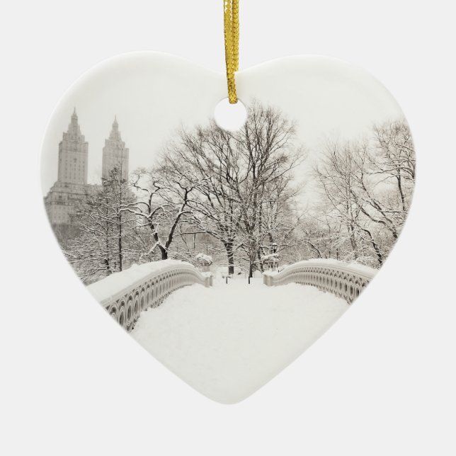 Central Park-Winter Romance - Bogen-Brücke Keramikornament (Vorne)