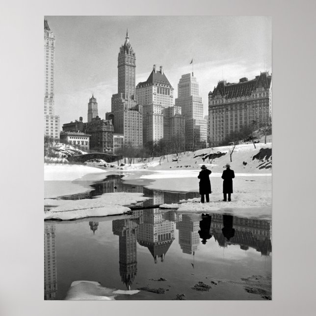 Central Park Winter Scene, 1933. Vintages Foto Poster (Vorne)