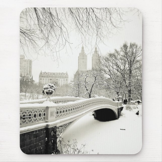 Central Park-Winter - Schnee auf Bogen-Brücke Mousepad (Vorne)