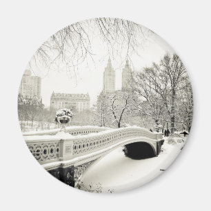 Central Park Winter - Snow on Bow Bridge Magnet