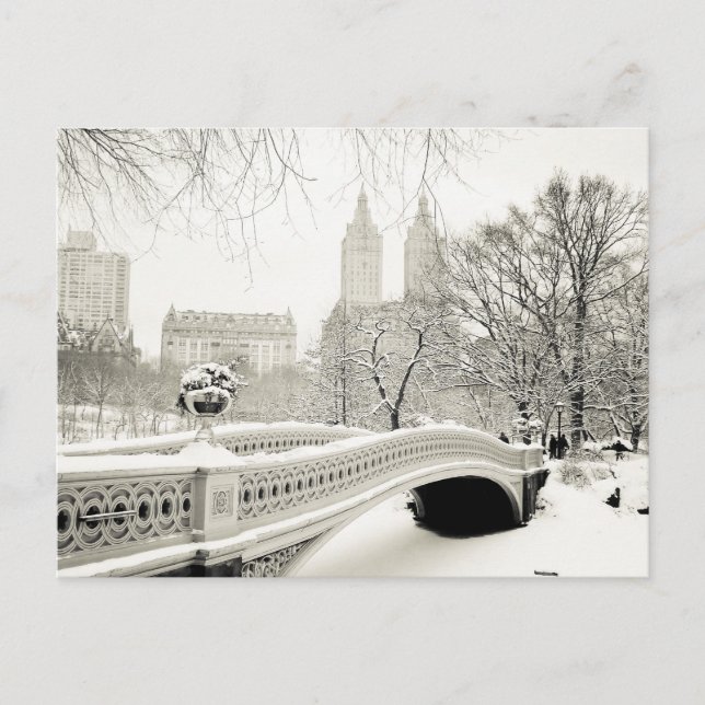Central Park Winter - Snow on Bow Bridge Postkarte (Vorderseite)
