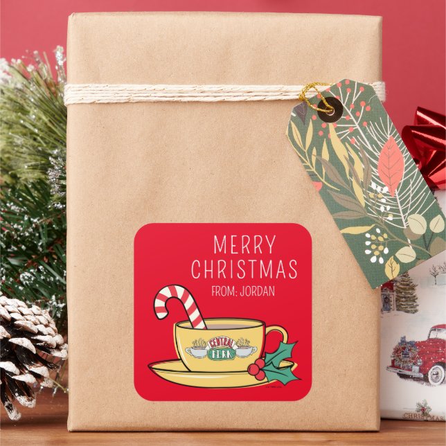 Central Perk Holiday Tasse | Weihnachtsgeschenkmar Quadratischer Aufkleber (Feiertag)