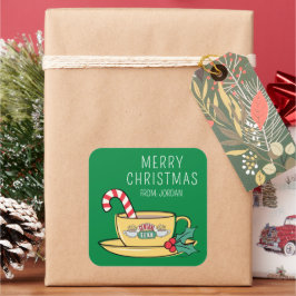 Central Perk Holiday Tasse | Weihnachtsgeschenkmar Quadratischer Aufkleber
