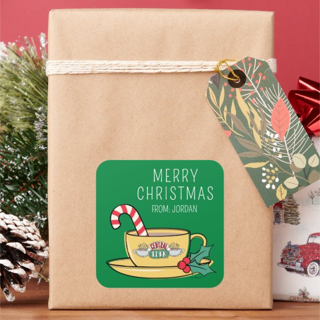 Central Perk Holiday Tasse | Weihnachtsgeschenkmar Quadratischer Aufkleber (Feiertag)