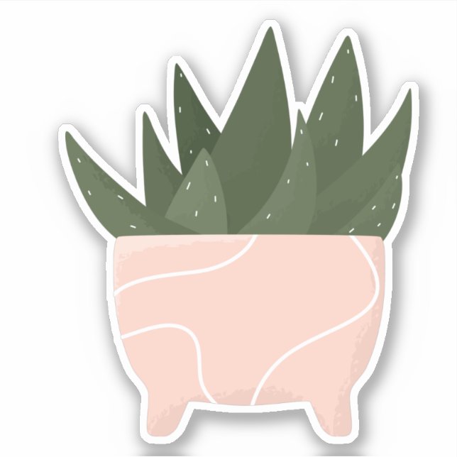 Centrale verte en pot rose autocollant transparent (Devant)