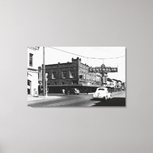 Centralia, WA Stadtansicht-Hauptstraßen-Fotografi Leinwanddruck