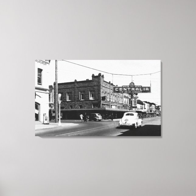 Centralia, WA Town View Main Street Foto Leinwanddruck (Vorderseite)