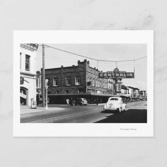 Centralia, WA Town View Main Street Foto Postkarte (Vorderseite)