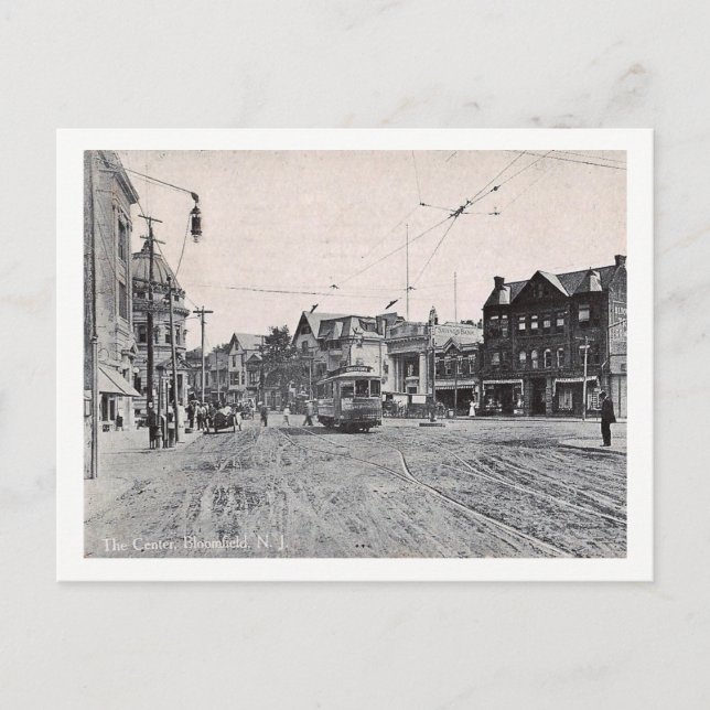 Centre, Bloomfield, New Jersey, Vintag Postkarte (Vorderseite)