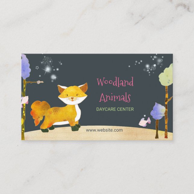 Centre de garderie Woodland Fox Cartes de visite (Devant)