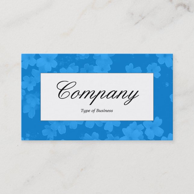 Centre Label - Blume Textur - Blau Visitenkarte (Vorderseite)