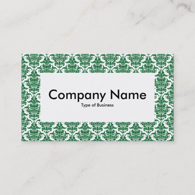 Centre Label v4 - Forest Green Damask Visitenkarte (Vorderseite)