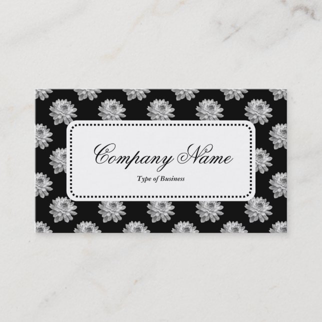 Centre Label v5 - Chrysanthemum Muster B&W Visitenkarte (Vorderseite)