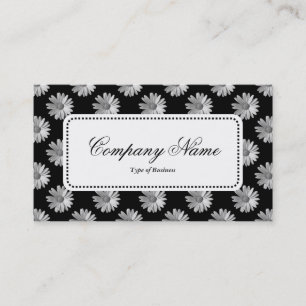 Centre Label v5 - Daisies - Schwarz und Weiß Visitenkarte