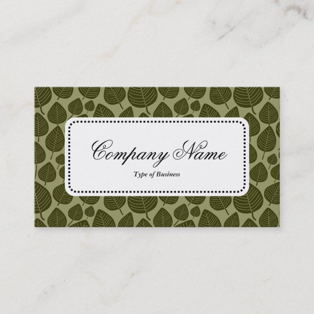 Centre Label v5 - Leaf Muster 02 - Olive Shades Visitenkarte (Vorderseite)