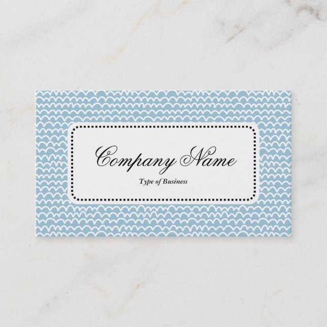 Centre Label v5 - Wavy - White on Bale Blue 9dc6d8 Visitenkarte (Vorderseite)