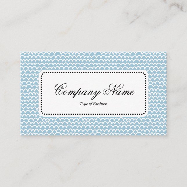Centre Label v5 - Wavy - White on Bale Blue 9dc6d8 Visitenkarte (Vorderseite)