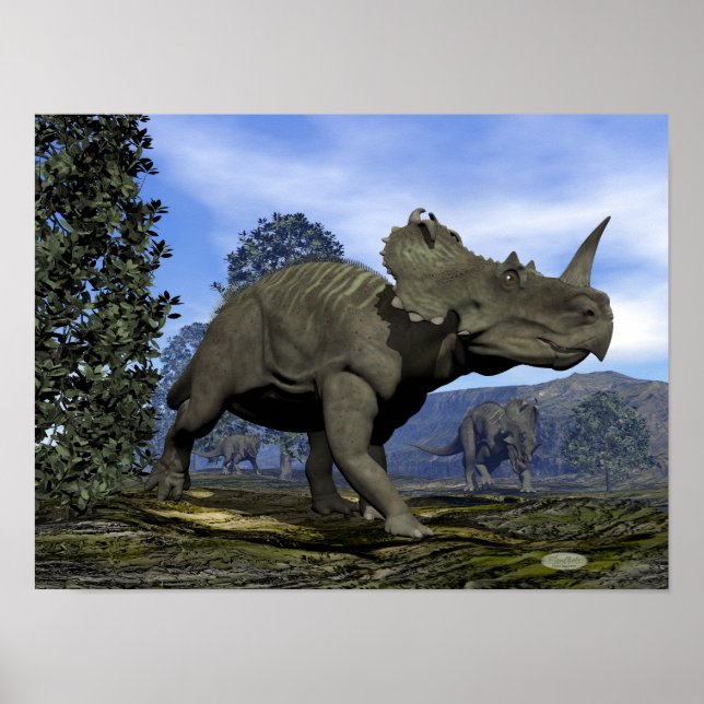 Centrosaurus-Dinosaurier, die unter einem Magnolie Poster (Vorne)
