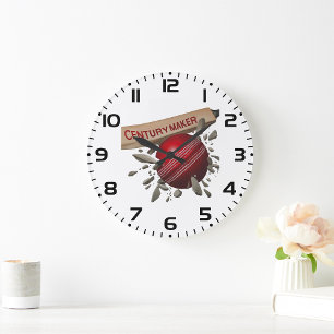 Century Maker Cricket Bat and Ball Sports Große Wanduhr