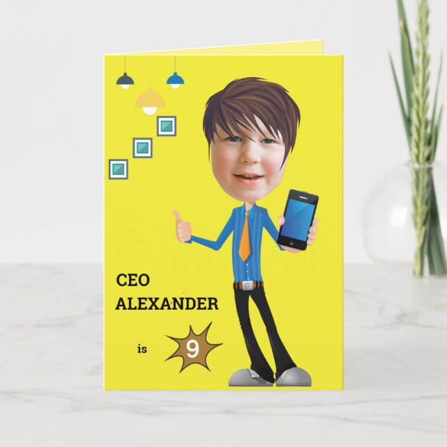 CEO Businessman BOY Foto Sensational FUN BirthdaY Karte (Vorderseite)