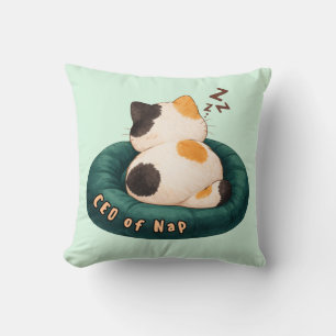 "CEO des Nickerchens" Katze schläft auf dem Sofa Kissen