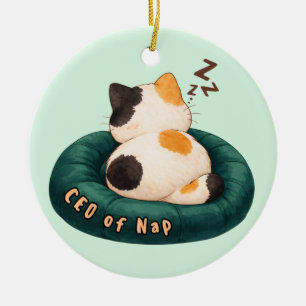 "CEO von Nap" Katze schläft auf dem Sofa Keramik Ornament