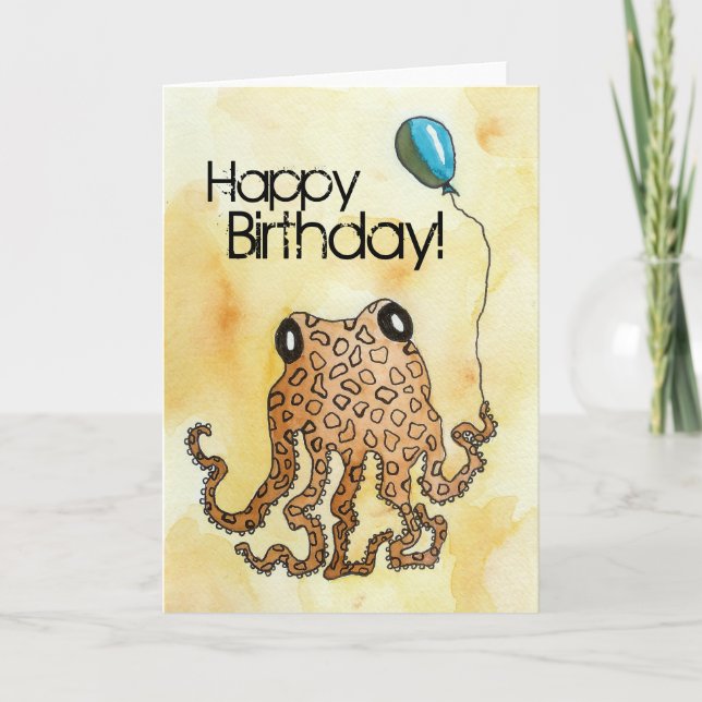 Cephalopod Geburtstag Karte (Vorderseite)