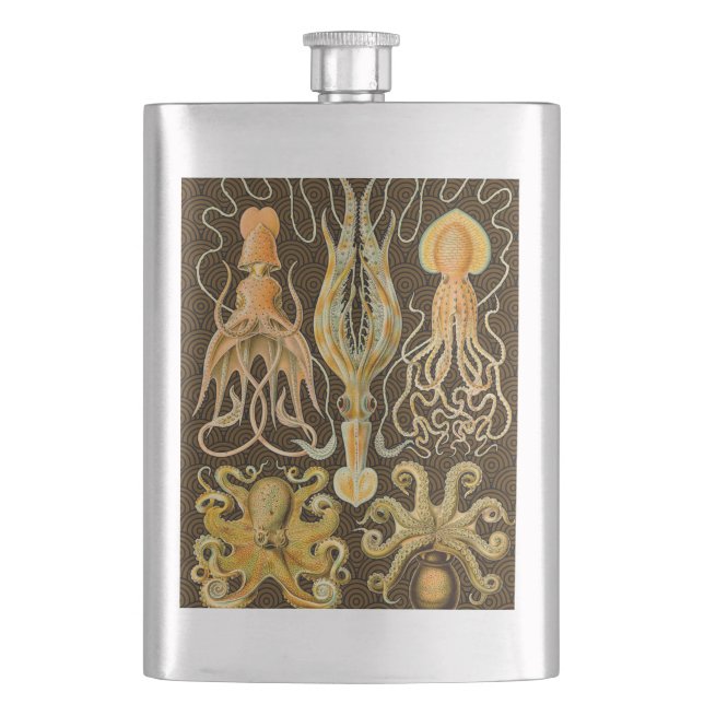 Cephalopod Octopus Tintenfisch Meeresnatur Flachmann (Vorderseite)