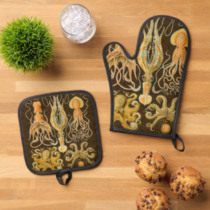 Cephalopod Octopus Tintenfisch Meeresnatur Ofenhandschuh & Topflappen-Set