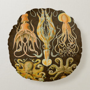 Cephalopod Octopus Tintenfisch Meeresnatur Rundes Kissen