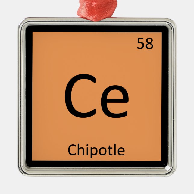 Cer - Chipotle Pfeffer-Chemie-Periodensystem Ornament Aus Metall (Vorne)