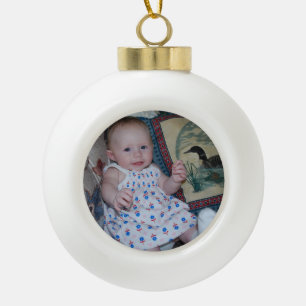 Ceramic Ball Poinsettia Design with Cute Photo Keramik Kugel-Ornament